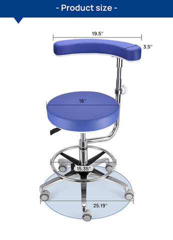 Dental Assistant Chair With 360 Degree Rotation Armrest PU Leather Height Adjustable - azdentall.com