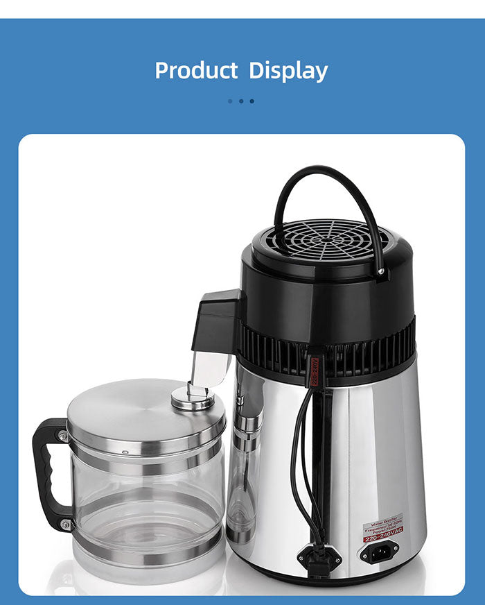 Water Distiller Stainless Steel Glass Bucket Double button 750W 4L 1L/H Water Distiller Stainless Steel Glass Bucket Double button 750W 4L 1L/H