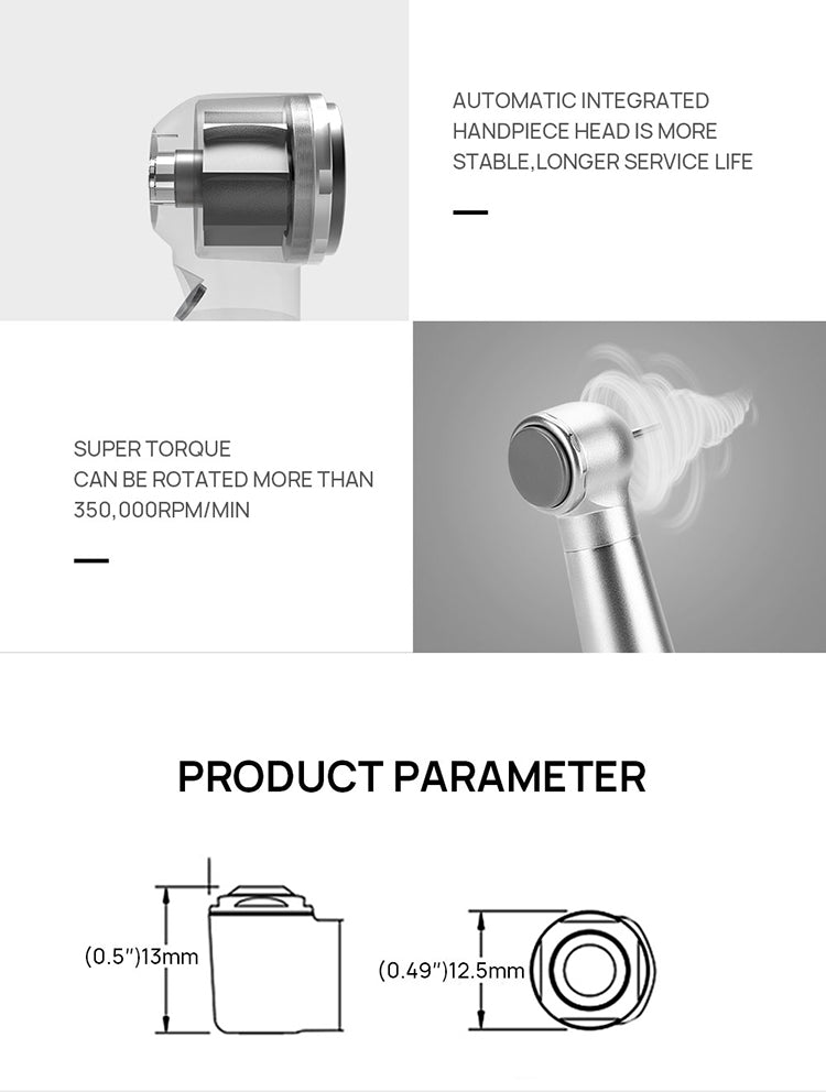 AZDENT High Speed Handpiece Torque Head Push Button E-generator LED 4 Hole Triple Water Spray - azdentall.com AZDENT High Speed Handpiece Torque Head Push Button E-generator LED 4 Hole Triple Water Spray - azdentall.com