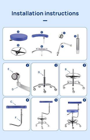 Dental Assistant Chair With 360 Degree Rotation Armrest PU Leather Height Adjustable - azdentall.com Dental Assistant Chair With 360 Degree Rotation Armrest PU Leather Height Adjustable - azdentall.com