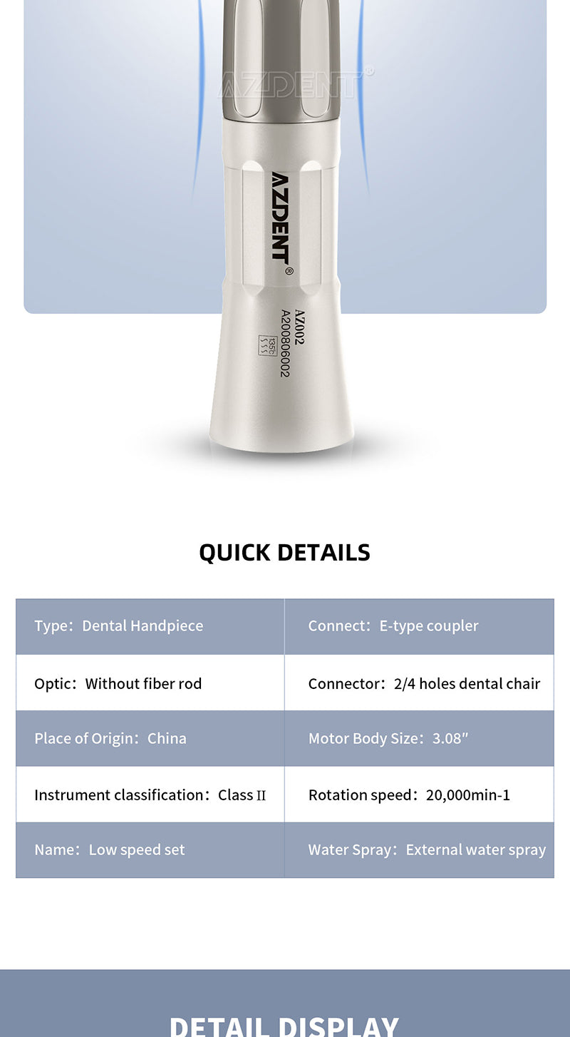 thumbnail image 2 of AZDENT Dental Low Speed Air Motor Handpiece - 4 Hole E-type, 20,000 RPM 2 of 5