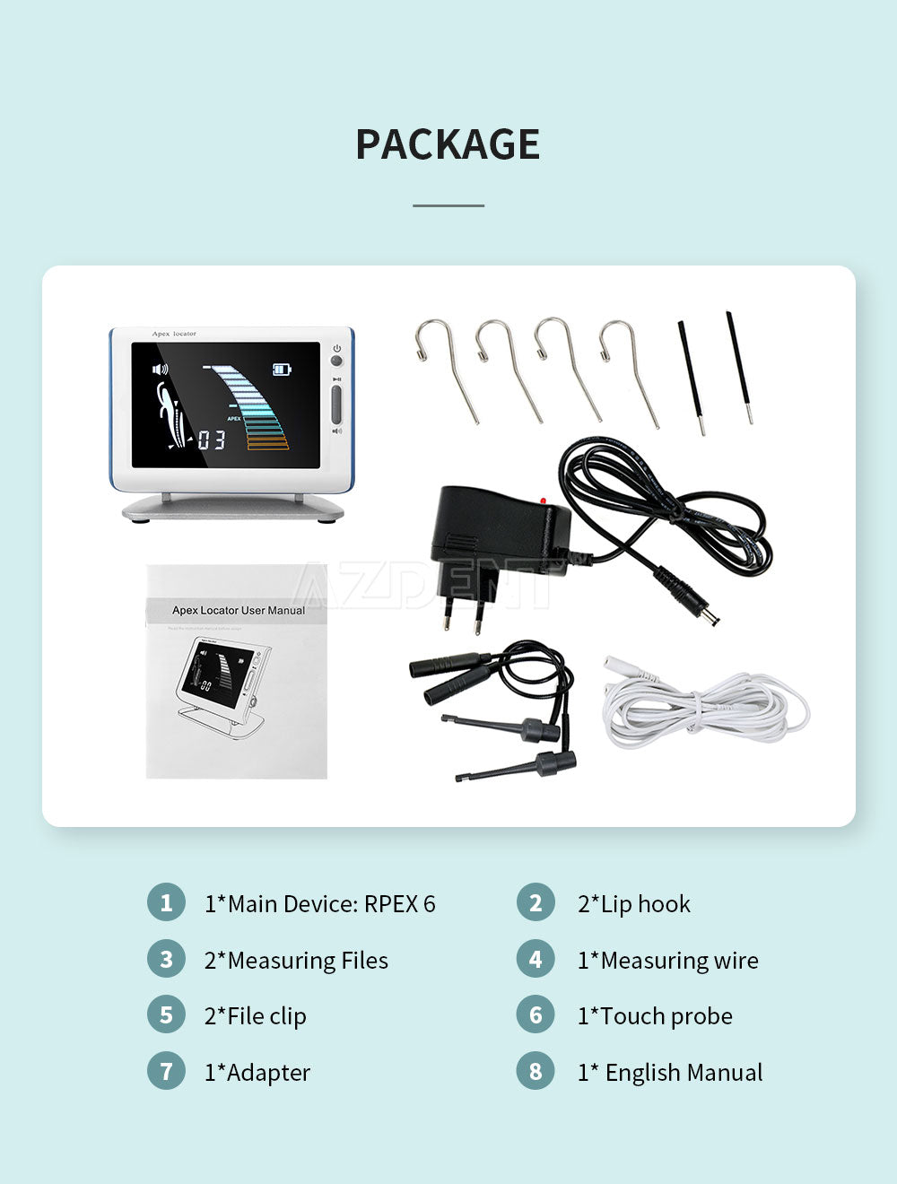 Dental Endo Motor Mini 16:1 Reduction LED Contra Angle + Root Canal Apex Locator