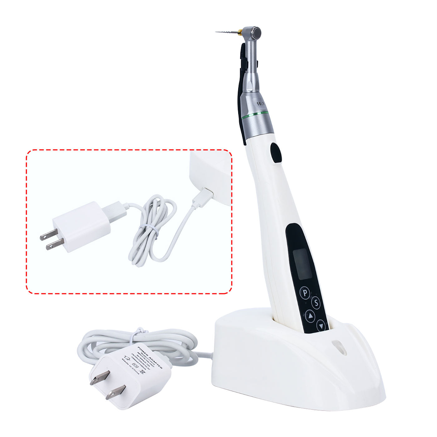 Dental Mini Wireless LED Endo Motor 16:1 Reduction Contra Angle 6 Memory Set Dental Mini Wireless LED Endo Motor 16:1 Reduction Contra Angle 6 Memory Set