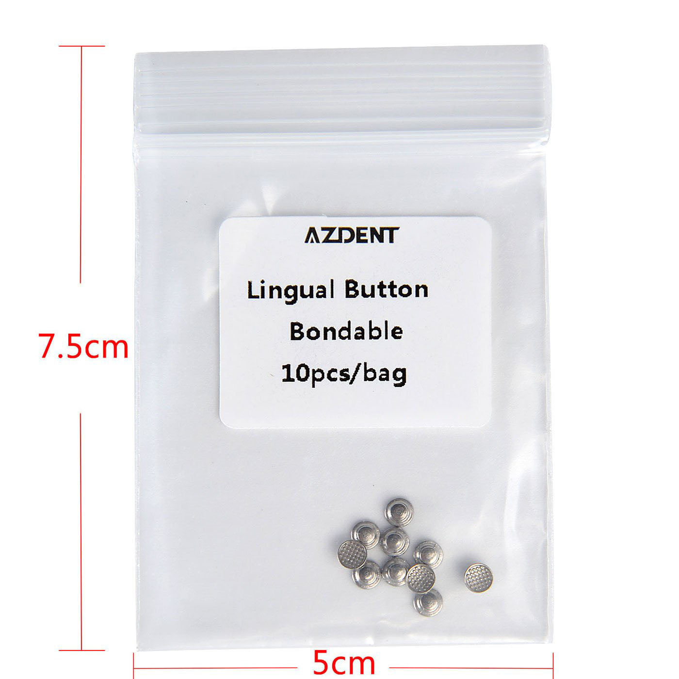 AZDENT Dental Lingual Button Bondable Stainless Steel Round Base 10/Bag