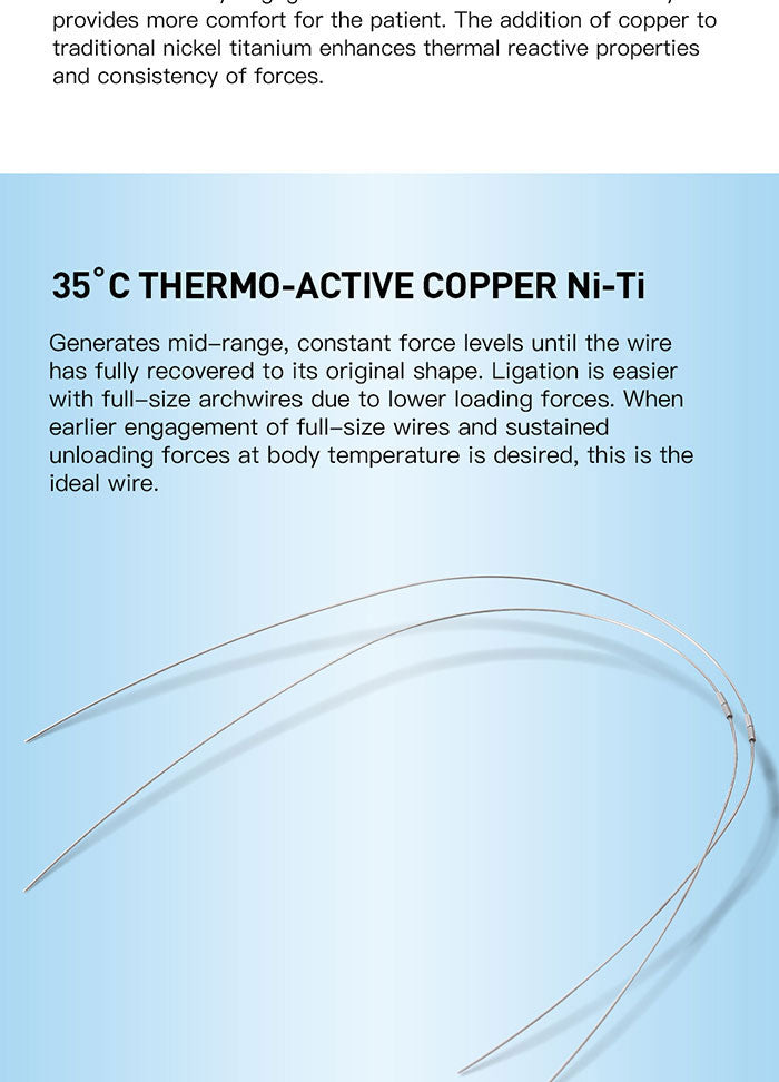 AZDENT Dental Copper Cu-NiTi Arch Wire Round 35˚ Super Elastic With Stops Preformed Full Sizes 1pcs/Pack
