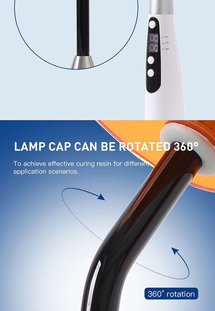 Dental LED Curing Light Wireless 3S Curing 360° Rotating Lamp Cap 3 Models 1400 mW/cm2-azdentall.com Dental LED Curing Light Wireless 3S Curing 360° Rotating Lamp Cap 3 Models 1400 mW/cm2-azdentall.com