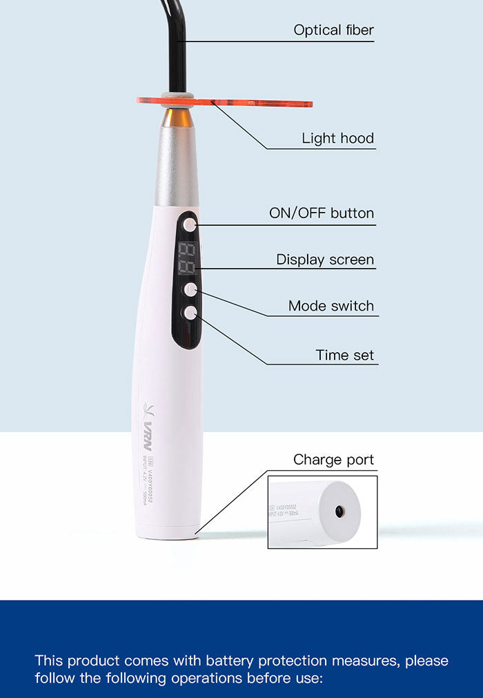 Dental LED Curing Light Wireless 3S Curing 360° Rotating Lamp Cap 3 Models 1400 mW/cm2-azdentall.com Dental LED Curing Light Wireless 3S Curing 360° Rotating Lamp Cap 3 Models 1400 mW/cm2