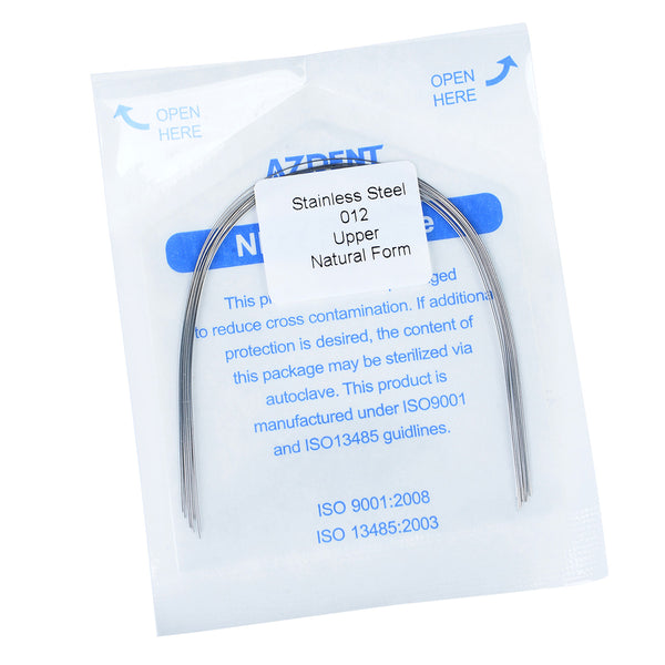 AZDENT Arch Wire Stainless Steel Natural Form Round 0.012 Upper 10pcs/Pack - azdentall.com