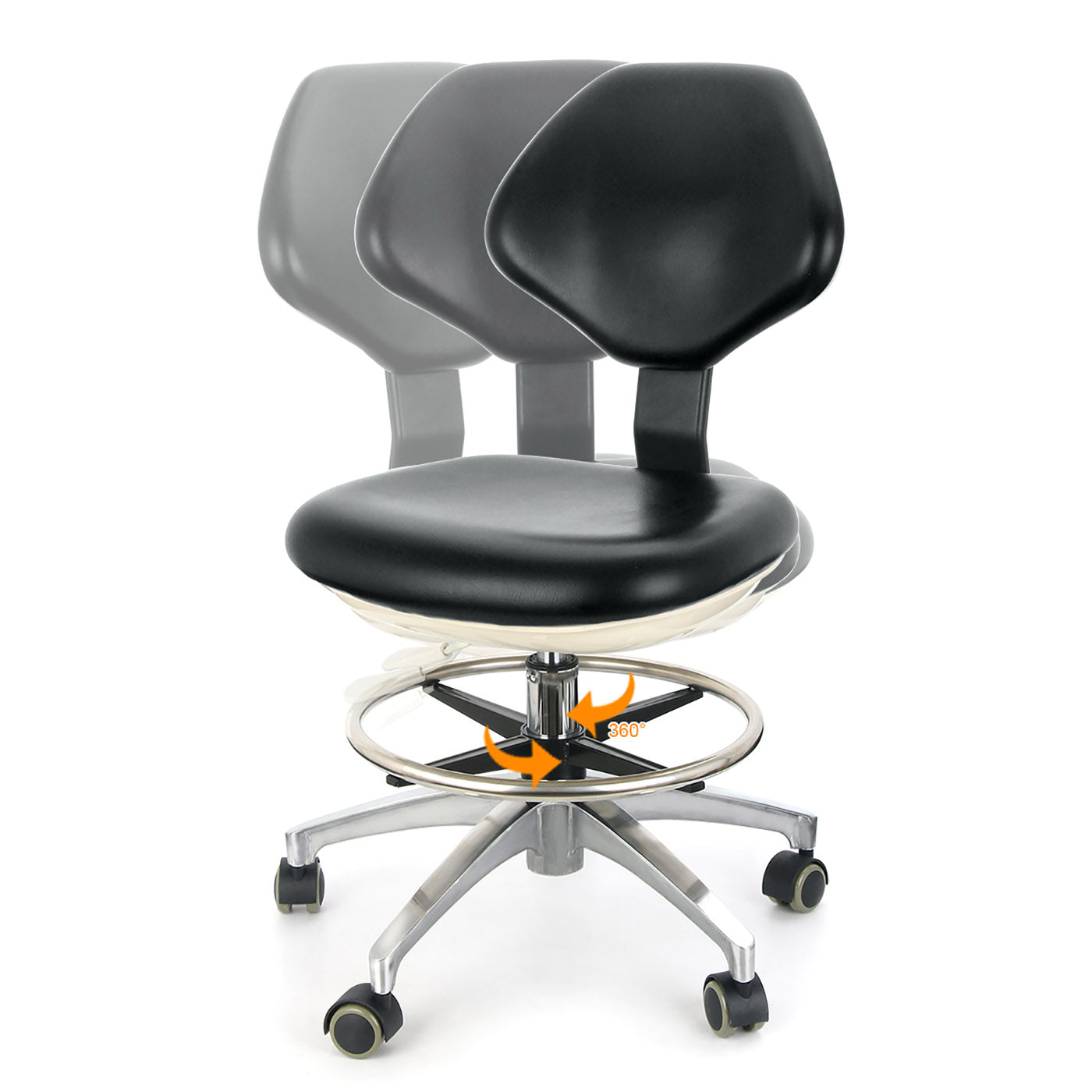 Dental Doctor Assistant Adjustable Mobile Chair Black PU with Rebound Foam Dental Doctor Assistant Adjustable Mobile Chair Black PU with Rebound Foam