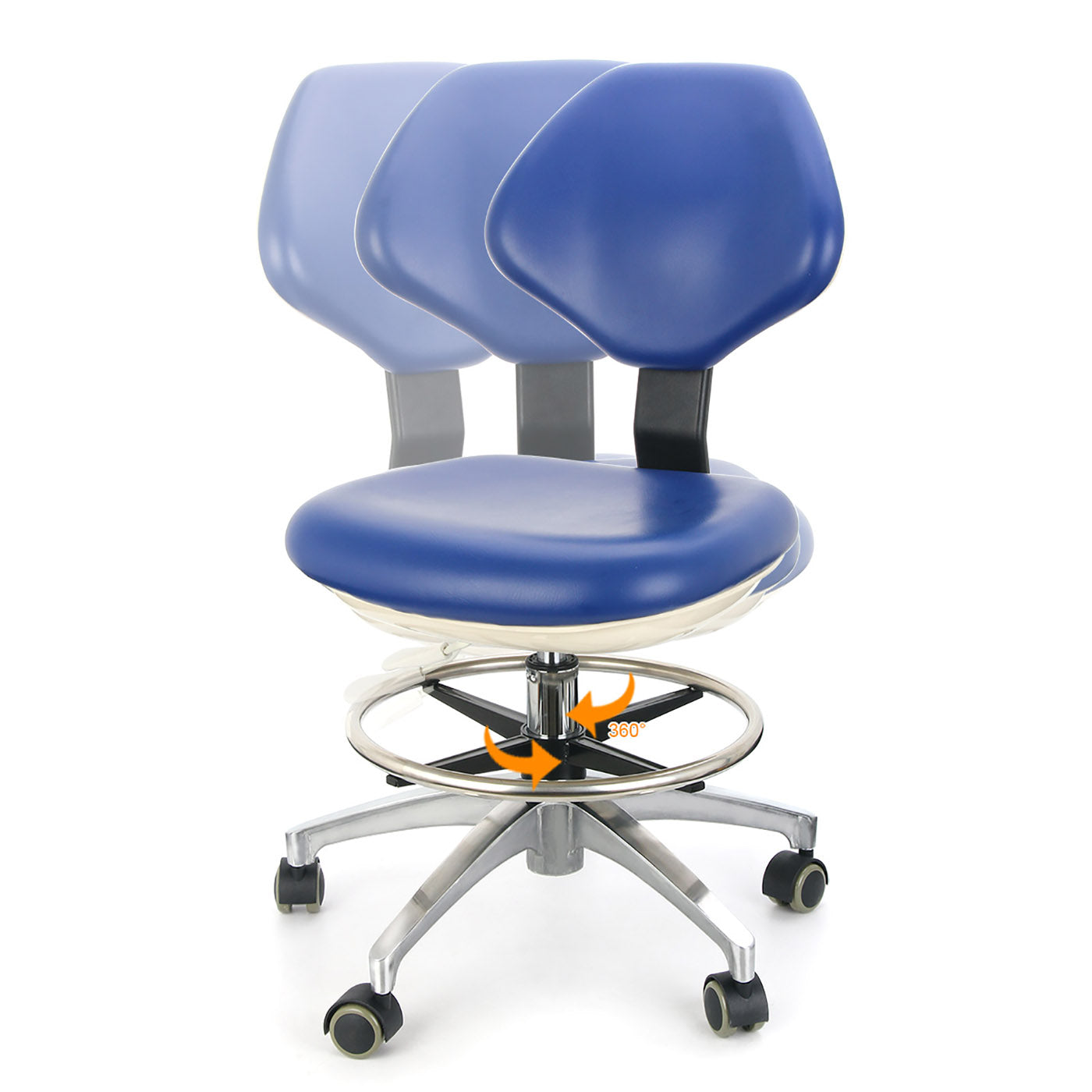 Dental Doctor Stool With Adjustable Seat And Backrest 360-Degree Rotated Blue Dental Doctor Stool With Adjustable Seat And Backrest 360-Degree Rotated Blue
