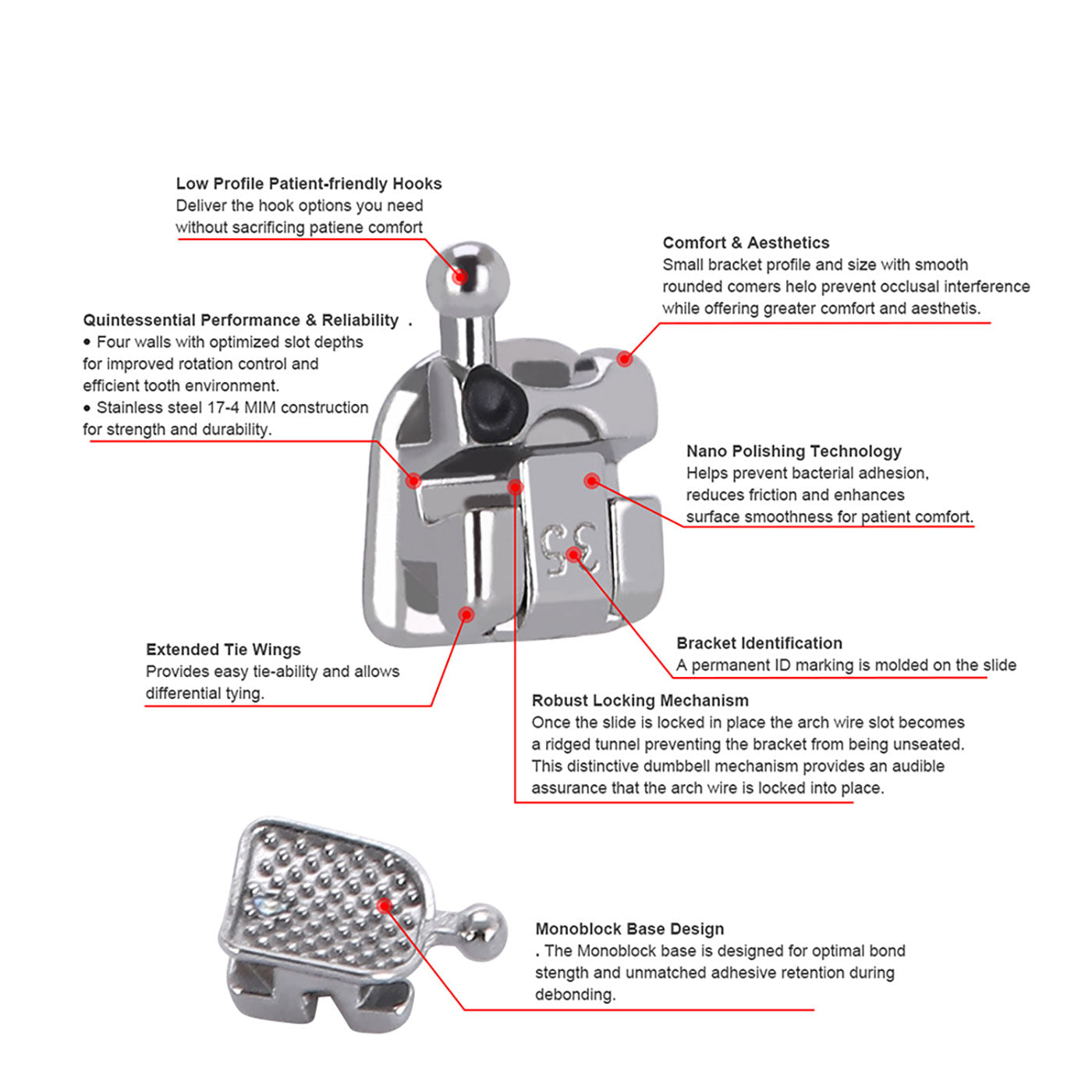 AZDENT Dental Metal Self Ligating Mini Bracket Roth/MBT .022 Hooks 345 With 4 Buccal Tube 20+4/Box AZDENT Dental Metal Self Ligating Mini Bracket Roth/MBT .022 Hooks 345 With 4 Buccal Tube 20+4/Box