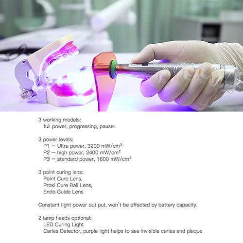 Dental Curing Light LED Cordless OLED Screen 1 Second DeepCure Wide Specturm Metal Body With Caries Detector Light Meter 3200mW/Cm² - azdentall.com Dental Curing Light LED Cordless OLED Screen 1 Second DeepCure Wide Specturm Metal Body With Caries Detector Light Meter 3200mW/Cm² - azdentall.com
