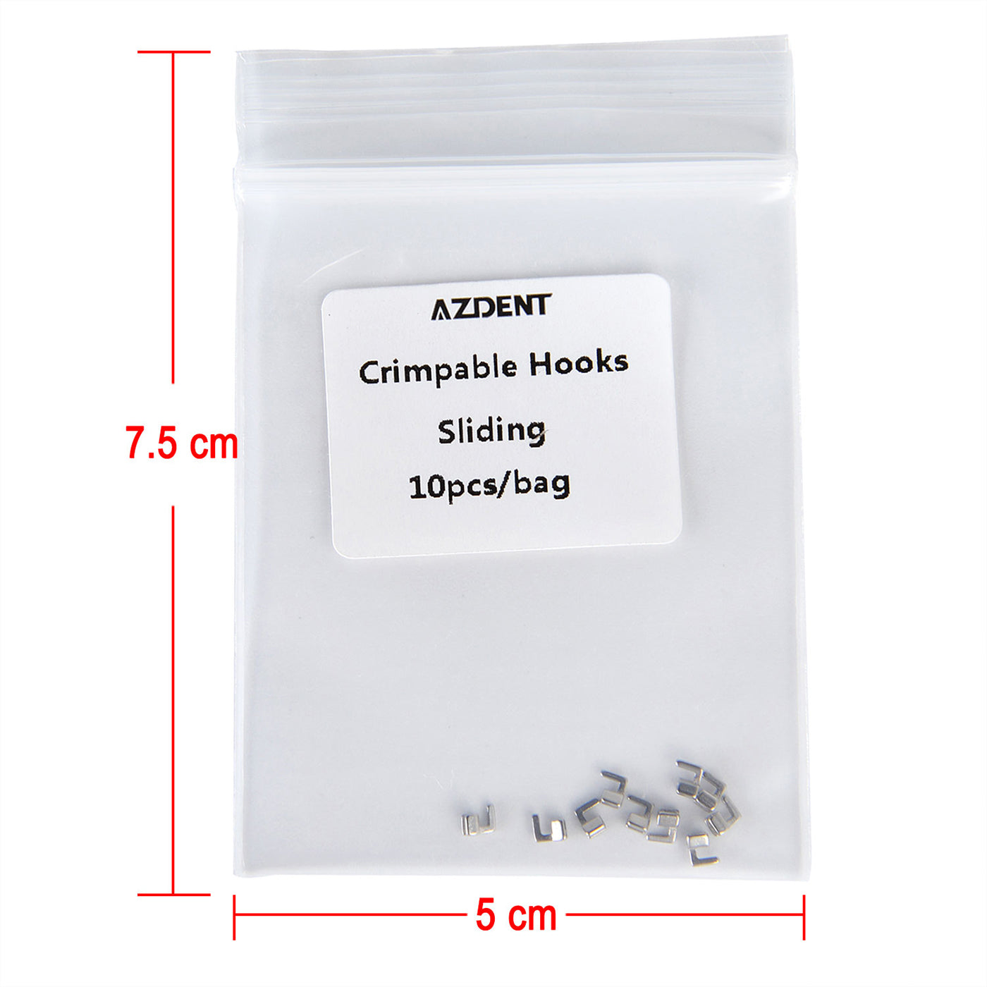 AZDENT Crimpable Hooks Sliding Stainless Steel Accessory 10pcs/Bag - azdentall.com AZDENT Crimpable Hooks Sliding Stainless Steel Accessory 10pcs/Bag - azdentall.com
