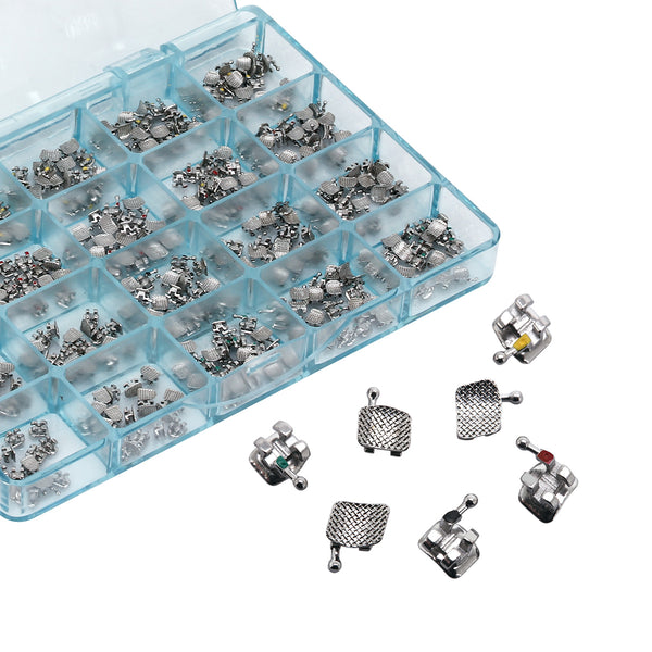 AZDENT Dental Orthodontic Mesh Base Metal Brackets Braces Mini MBT .022 Hooks on 345 400pcs/Box - azdentall.com