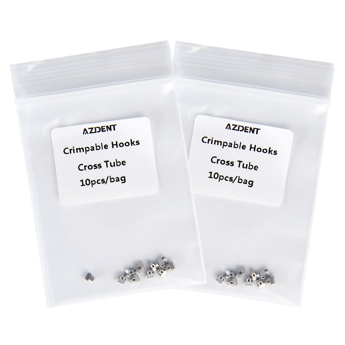 AZDENT Crimpable Hooks Cross Tube for Anchorage Systems 10pcs/Bag - azdentall.com AZDENT Crimpable Hooks Cross Tube for Anchorage Systems 10pcs/Bag - azdentall.com
