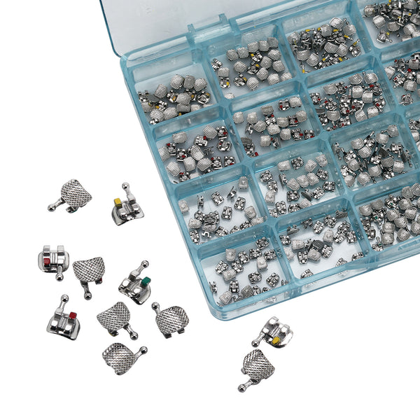 AZDENT Dental Orthodontic Mesh Base Metal Brackets Braces Mini Roth .022 Hooks on 345 400pcs/Box - azdentall.com