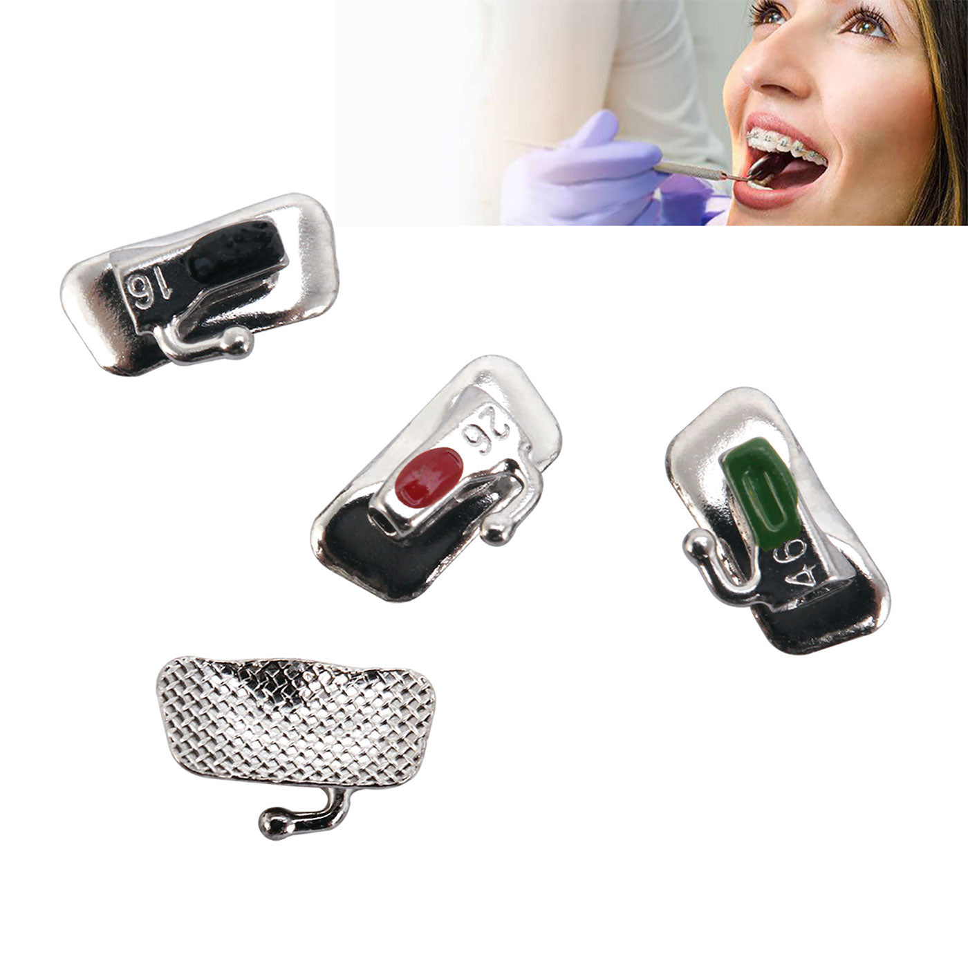 AZDENT Dental Orthodontic Buccal Tube 1st Molar Bondable Non-Convertible Roth 0.022 Laser Mark Assorted Quadrants(UR UL LL LR) 4pcs/Bag - azdentall.com