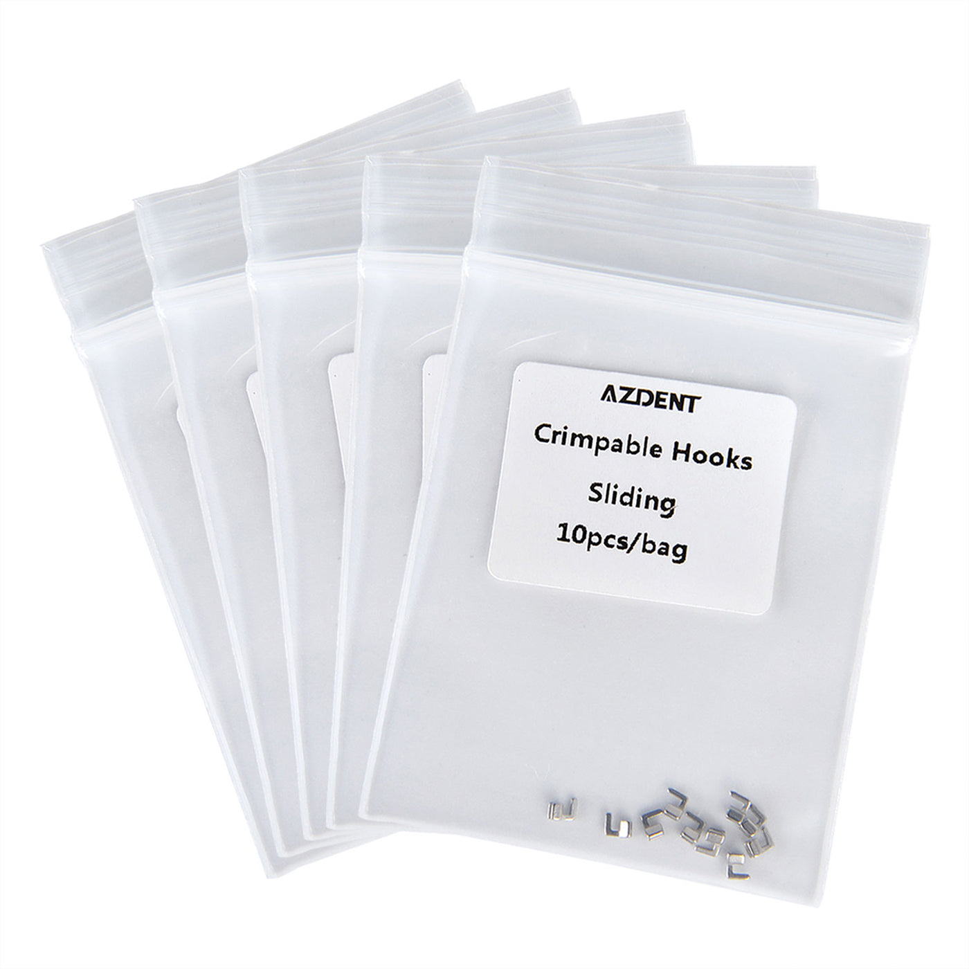AZDENT Crimpable Hooks Sliding Stainless Steel Accessory 10pcs/Bag - azdentall.com AZDENT Crimpable Hooks Sliding Stainless Steel Accessory 10pcs/Bag - azdentall.com