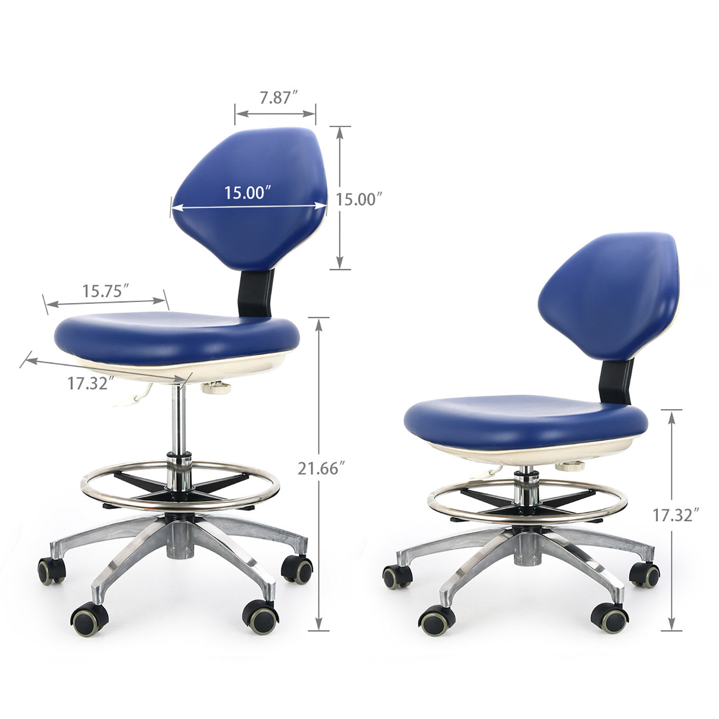 Dental Doctor Stool With Adjustable Seat And Backrest 360-Degree Rotated Blue Dental Doctor Stool With Adjustable Seat And Backrest 360-Degree Rotated Blue