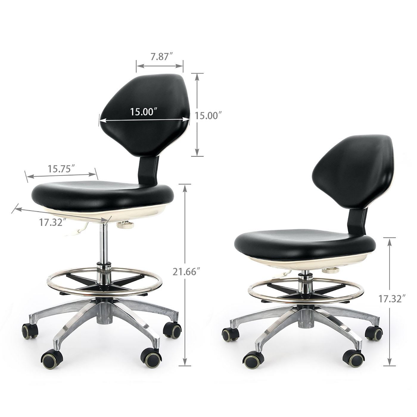 Dental Doctor Assistant Adjustable Mobile Chair Black PU with Rebound Foam Dental Doctor Assistant Adjustable Mobile Chair Black PU with Rebound Foam