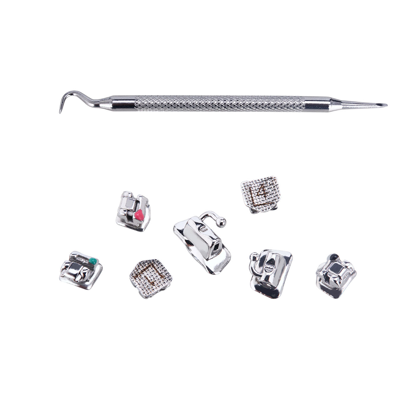  Dental Orthodontic Metal Self-Ligating Brackets Braces MBT .022 Hooks on 345 with Buccal Tube 28pcs/Kit - all.com