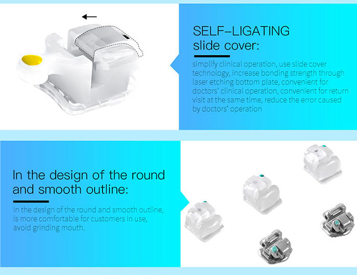 AZDENT Dental 5G Clear Ceramic Self-Ligating Bracket Roth/MBT 0.022 with Upper 3 Hook 20pcs/Box - azdentall.com AZDENT Dental 5G Clear Ceramic Self-Ligating Bracket Roth/MBT 0.022 with Upper 3 Hook 20pcs/Box - azdentall.com