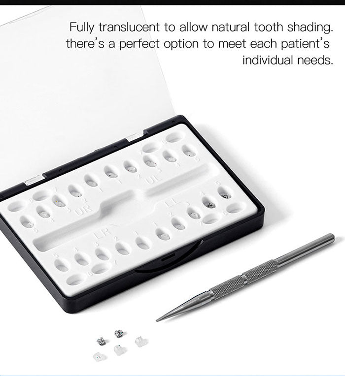 AZDENT Dental 5G Clear Ceramic Self-Ligating Bracket Roth/MBT 0.022 with Upper 3 Hook 20pcs/Box - azdentall.com