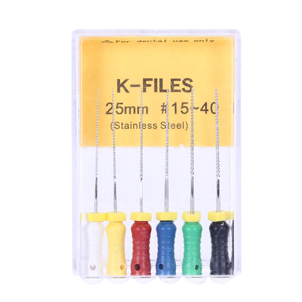 Hand K-Files Stainless Steel 25mm #15-40 Assorted 6/Box Hand K-Files Stainless Steel 25mm #15-40 Assorted 6/Box