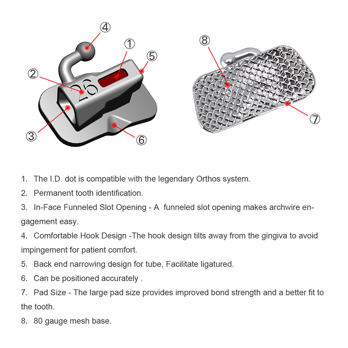 AZDENT Dental Orthodontic Buccal Tube 1st Molar Bondable Non-Convertible MBT 0.022 Laser Mark Assorted Quadrants(UR UL LL LR) 4pcs/Bag - azdentall.com AZDENT Dental Orthodontic Buccal Tube 1st Molar Bondable Non-Convertible MBT 0.022 Laser Mark Assorted Quadrants(UR UL LL LR) 4pcs/Bag - azdentall.com