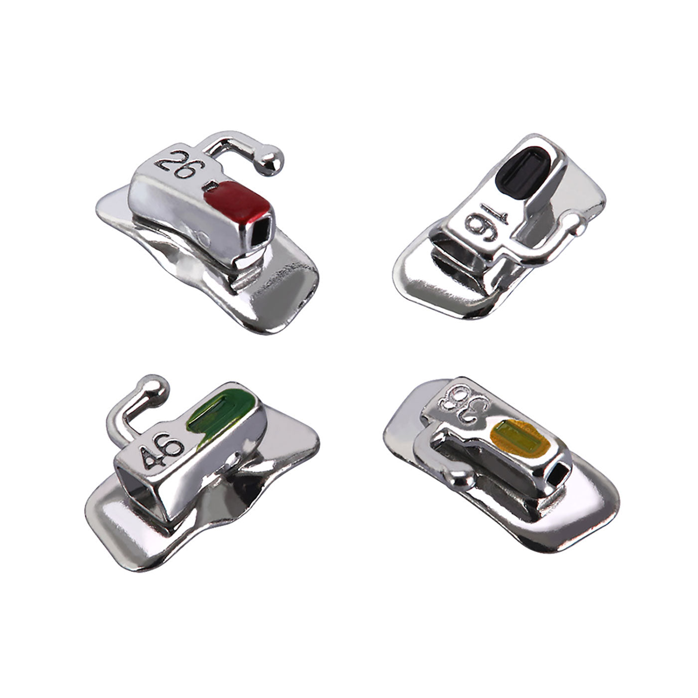  Dental Orthodontic Buccal Tube 1st Molar Bondable Non-Convertible MBT 0.022 Laser Mark Assorted Quadrants(UR UL LL LR) 4pcs/Bag - all.com