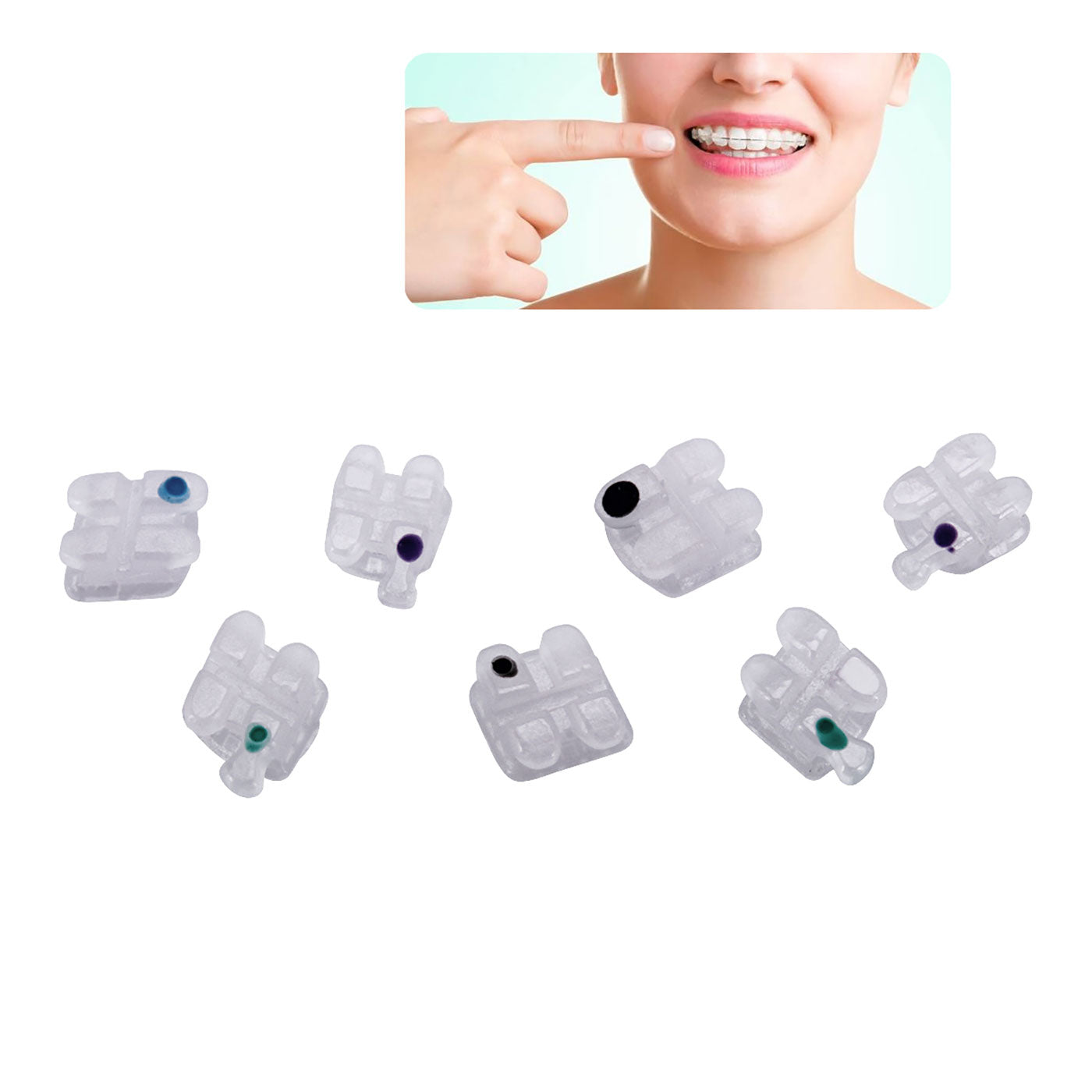 AZDENT Dental Orthodontic Ceramic Brackets Mesh Base Full Size 20pcs/Box - azdentall.com