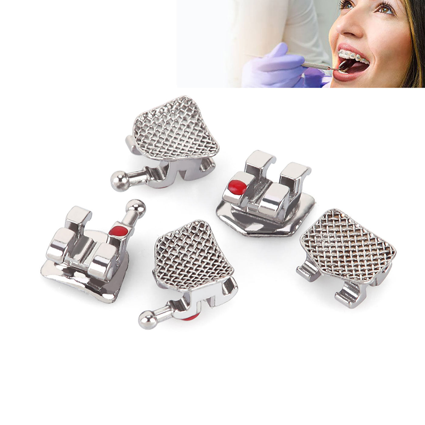 AZDENT Dental Metal Brackets Standard Roth Slot .022 Hooks on 345 20pcs/Pk - azdentall.com