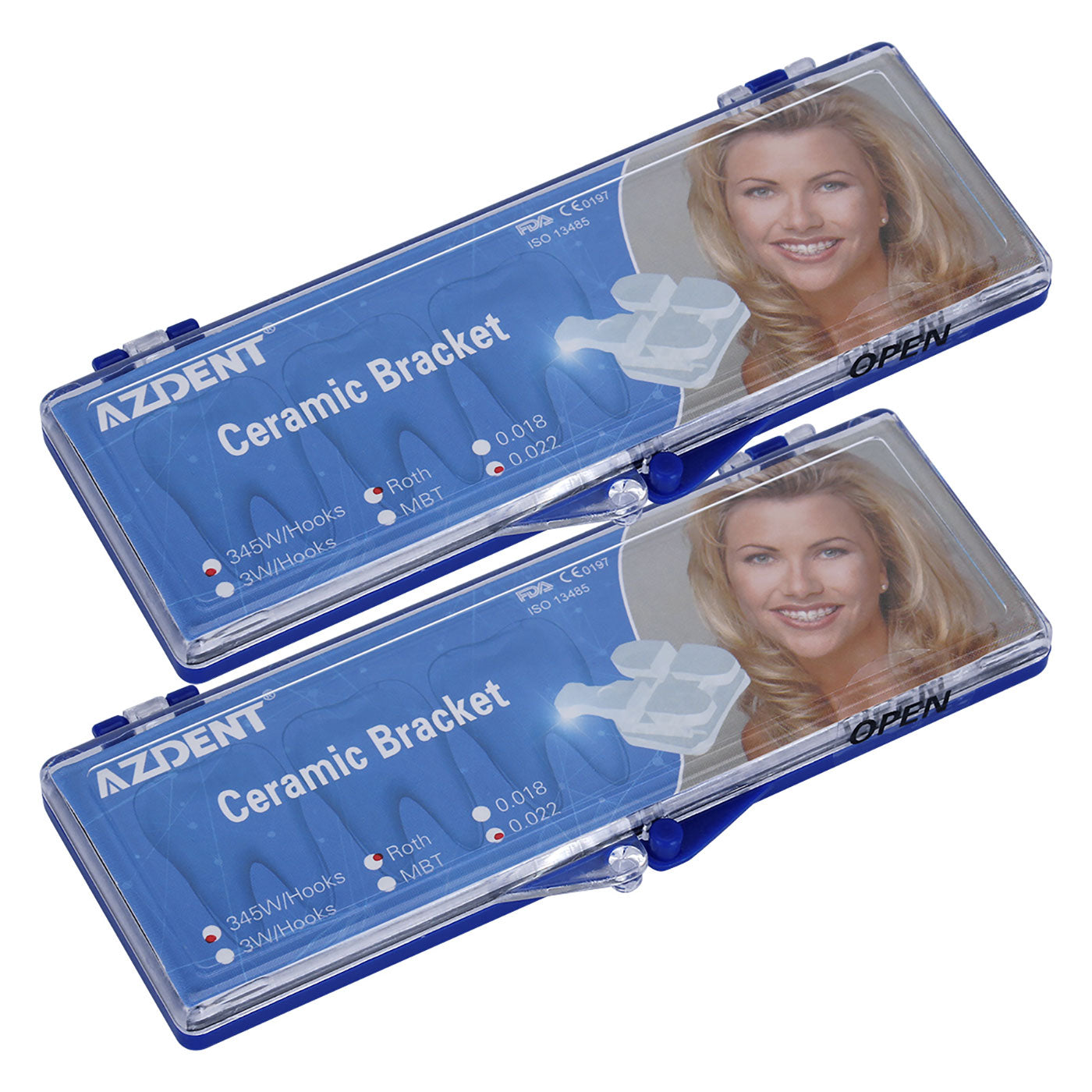 AZDENT Dental Orthodontic Ceramic Brackets Mesh Base Roth 0.022 Hooks on 345 20pcs/Box - azdentall.com