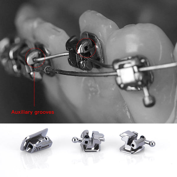 AZDENT Dental Self-Ligating Brackets Passive Roth/MBT .022 Hooks On 345 With Buccal Tube 28pcs/Box