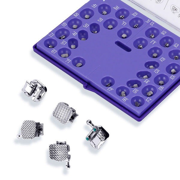 AZDENT Dental Self-Ligating Brackets Passive Roth/MBT .022 Hooks On 345 With Buccal Tube 28pcs/Box