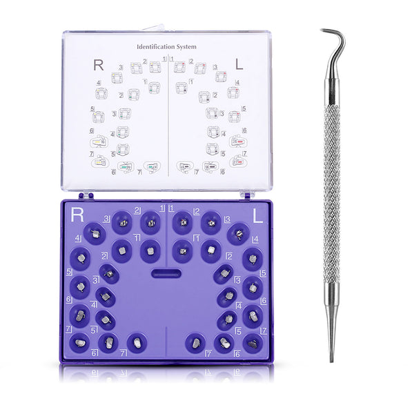 AZDENT Dental Self-Ligating Brackets Passive Roth/MBT .022 Hooks On 345 With Buccal Tube 28pcs/Box