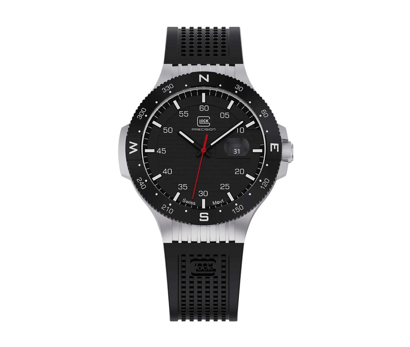 Stainless Steel black silicone Glock Watch
