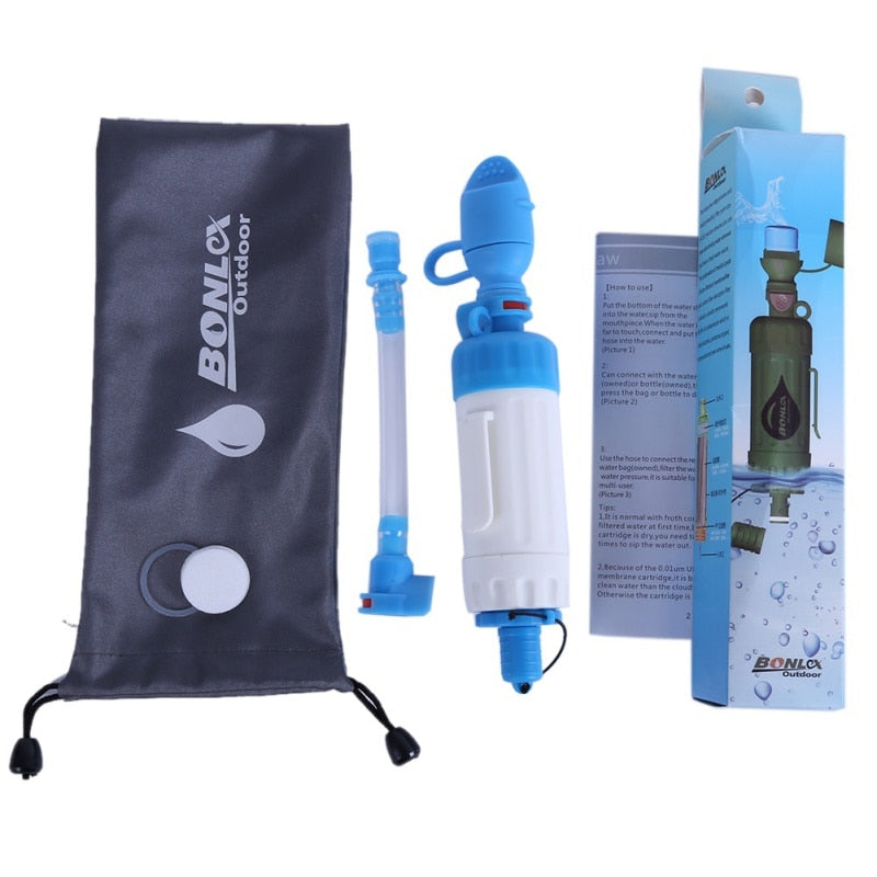 Outdoor Hiking Camping Equipment Water Filter, Drinking Water Filtration Capacity Emergency Survival Tool Survival Kit