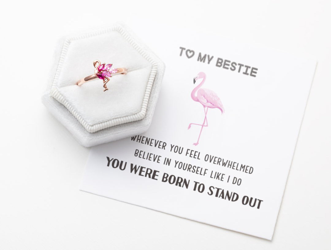 Flamingo Ring - To My Bestie Born To Stand Out