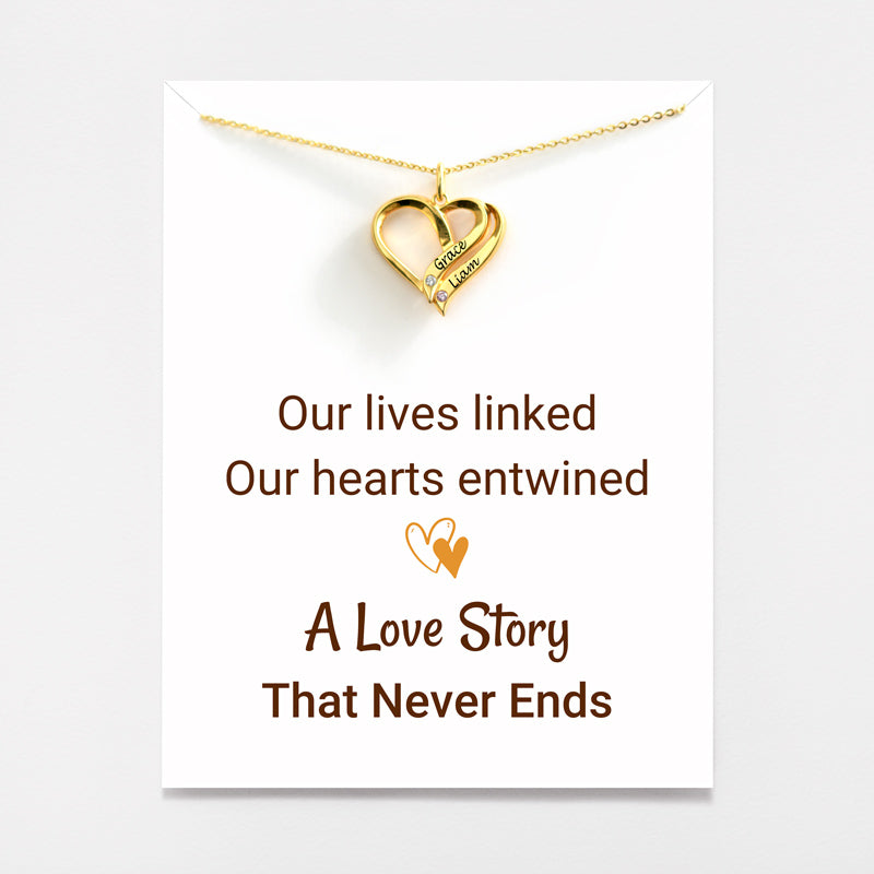 Name&Birthstone Heart Necklace