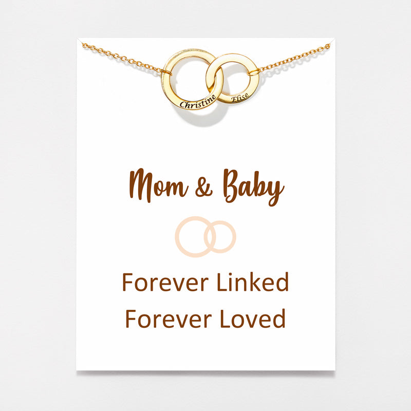 Mom And Kid Circle Necklace With Engraved Names