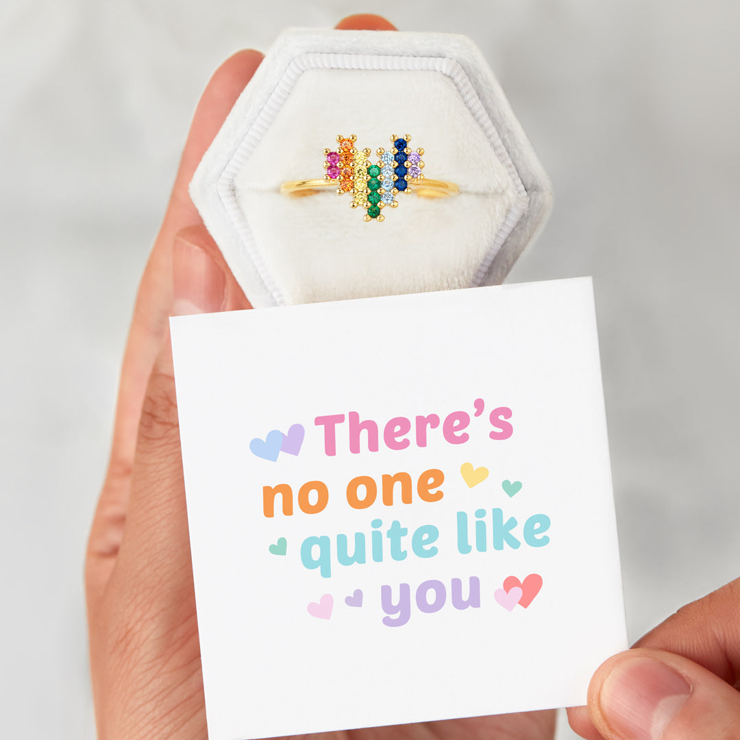 Rainbow Heart Ring - There's No One Quite Like You