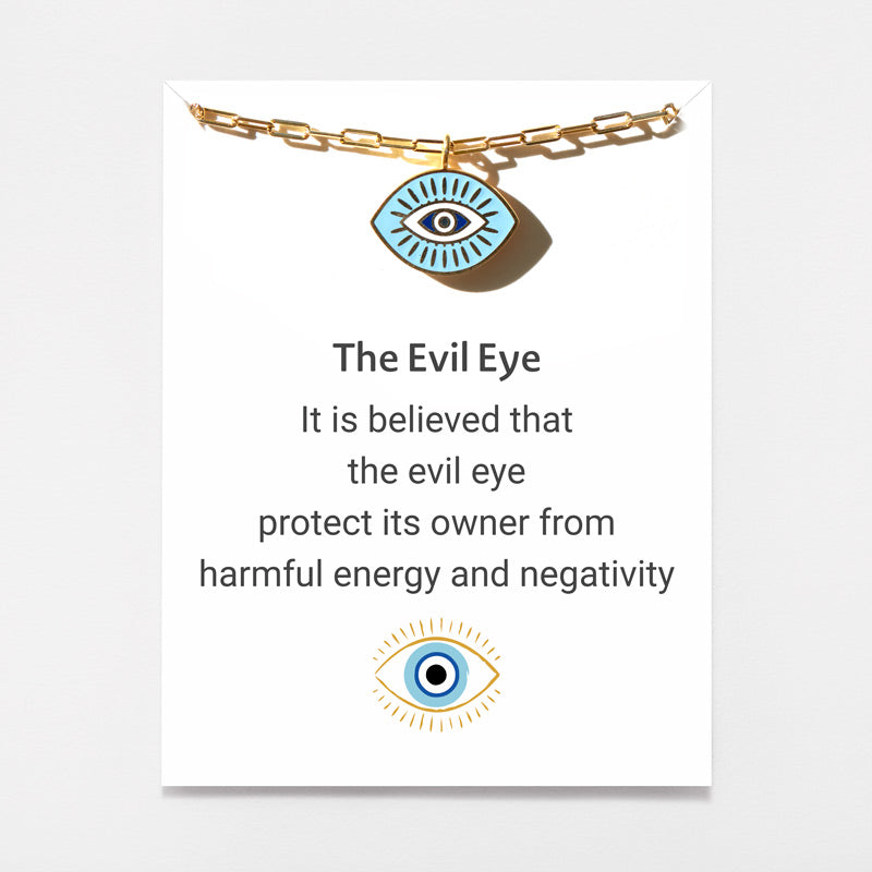 Golden Enamel Evil Eye Layered Necklace Set