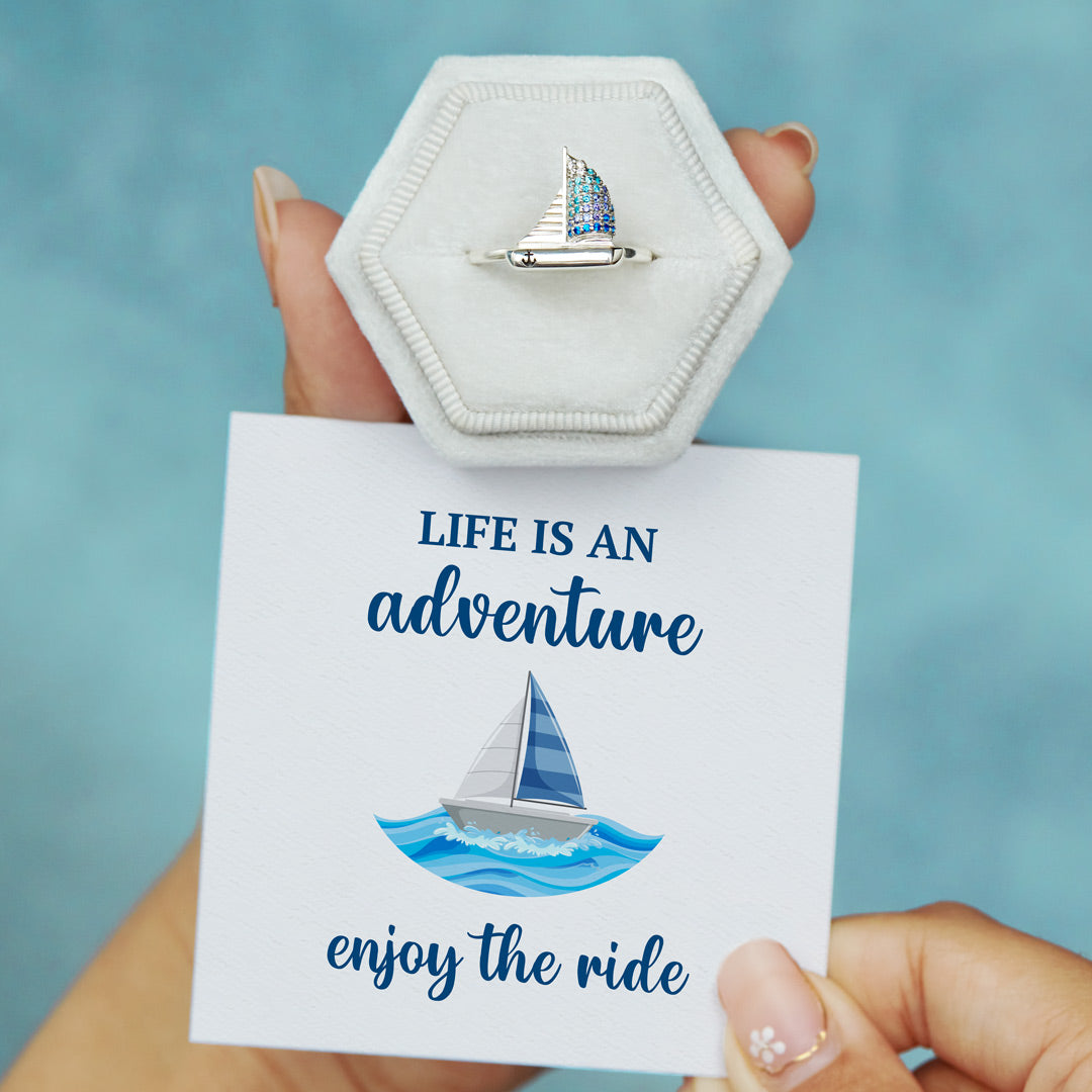 Sailing Ship Ring - Life Is An Adventure