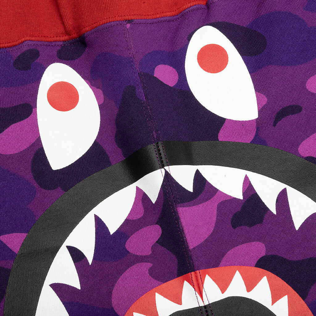 Crazy Camo Shark Sweat Shorts - Purple