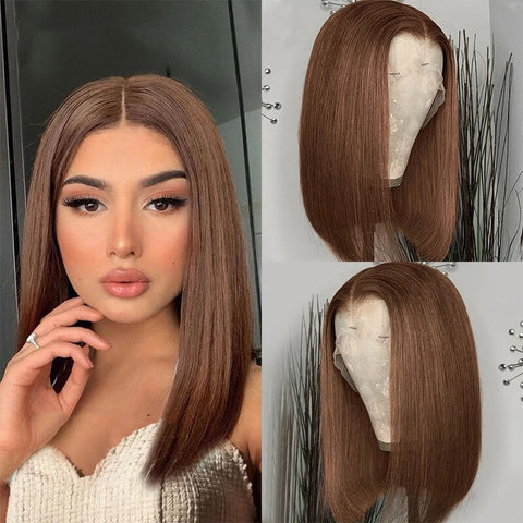 4# dark brown T lace wig