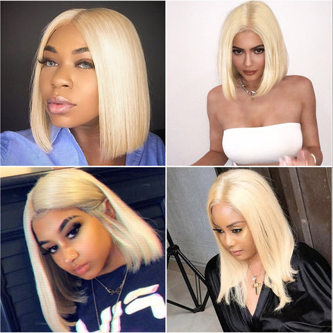 613 Blonde Short Bob Wigs Straight