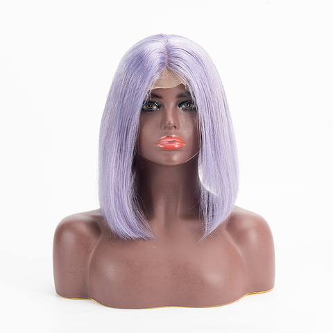 T Lace Bob Straight Middle Part Purple