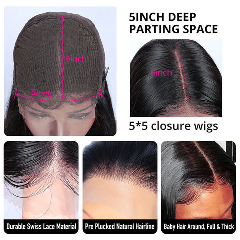 5×5 Lace Closure Wigs