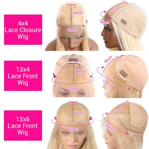 4*4 Lace Closure Wigs 613 Blonde Straight Human Hair